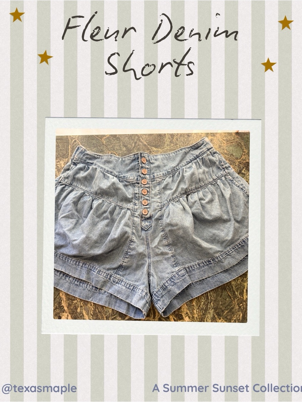 Free People Light Denim High-Waist Button-Front Shorts